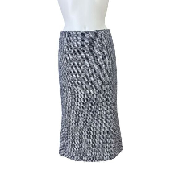 Lauren Ralph Lauren‎ Virgin Wool Blend Blue Midi Mermaid Ruffled Skirt sz 12 - Picture 1 of 12